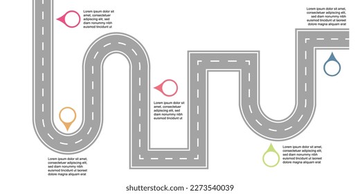 Hoja de ruta simple con diseño de marcadores para presentaciones empresariales o escolares