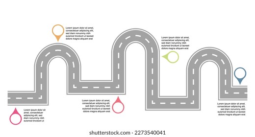 Hoja de ruta simple con diseño de marcadores para presentaciones empresariales o escolares