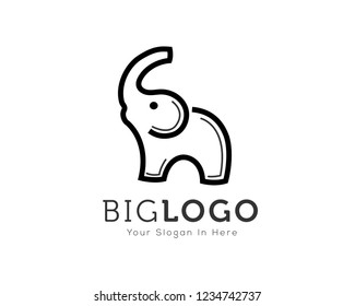 Simple roaring elephant line art logo design inspiration
