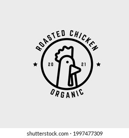 simple roasted chicken meat logo badge inspiration, best for line art organic food logo vector