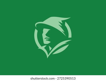 Logotipo simples de Robin Hood para herói, tiro com arco ou marca inspirada em lendas.