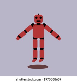 Simple Robot Character Floating In The Air