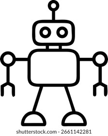 A simple robot outline vector drawing for technology artificial intelligence and robotics projects online