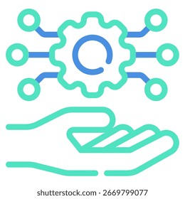 Simple robotic arm icon with gears and circuits For web, app, infographic, etc