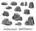 Simple rock illustration material set