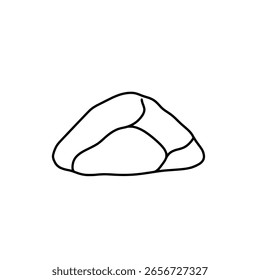Piedra o roca simple en un dibujo de arte lineal limpio y minimalista. Un icono de esquema para conceptos de naturaleza, geología o diseño de paisaje.