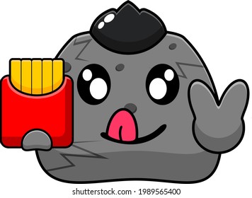 personaje de dibujos animados de un simple vector de rock con patatas fritas