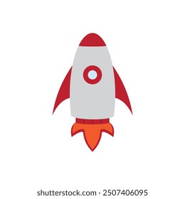 simple rocket flat cartoon vector