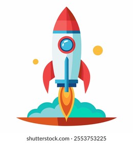 simple rocket icon on white background, vector type illustrator  