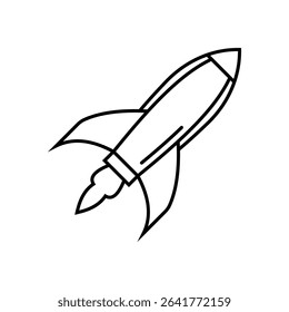 Simple Rocket Icon Outline Set