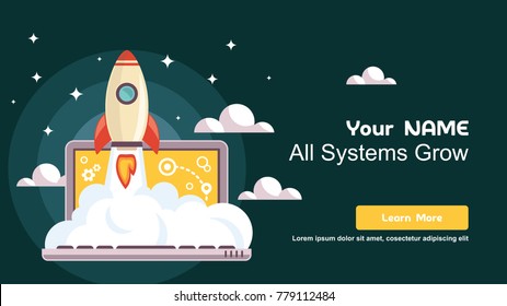 Simple Rocket Icon, Responsive web design flat vector, web design technology, including laptop, desktop, tablet and mobile phone