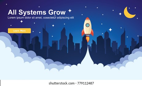 Simple Rocket Icon, Responsive web design flat vector, web design technology, including laptop, desktop, tablet and mobile phone