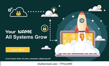Simple Rocket Icon, Responsive web design flat vector, web design technology, including laptop, desktop, tablet and mobile phone