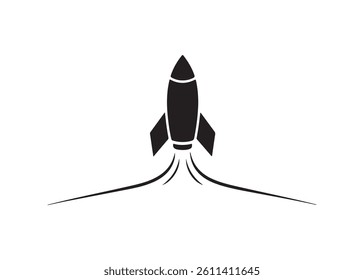 Simple Rocket Launch Icons in Black and White