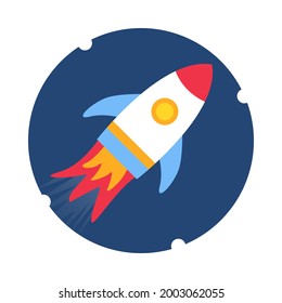 Simple rocket launch vector icon. Future transportation flat icon