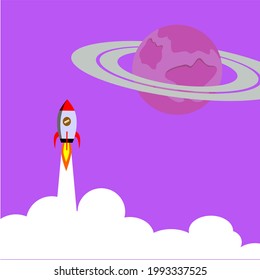 Simple rocket launch vector illustration