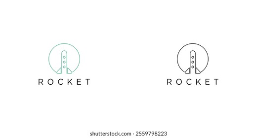 Simple rocket logo design premium vector