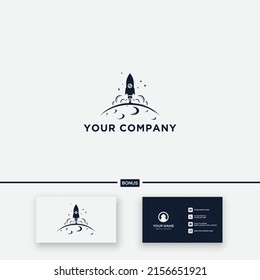 simple rocket planet logo icon space