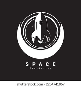 Simple Rocket, Spaceship Logo Design, Icon Design, Black and White