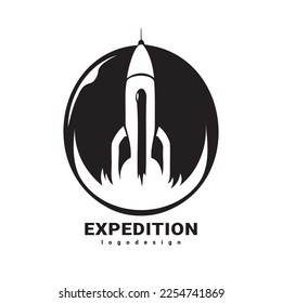 Simple Rocket, Spaceship Logo Design, Icon Design, Black and White