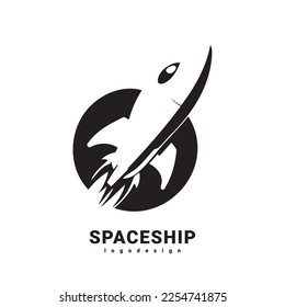 Simple Rocket, Spaceship Logo Design, Icon Design, Black and White