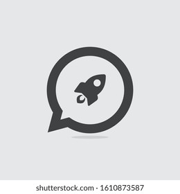 Simple Rocket Speech Bubble Icon