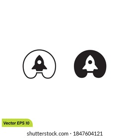 Simple rocket success icon symbol design element. Vector logo illustration template.