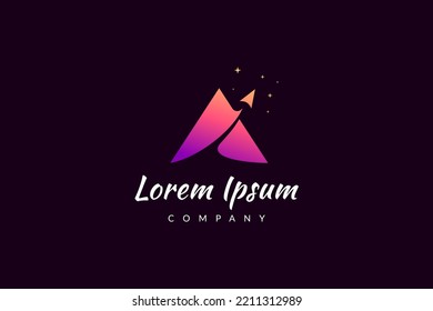 simple rocket triangle in flat logo design concept