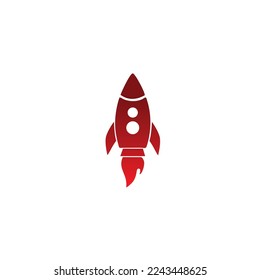 simple rocket vector red color with transparent background