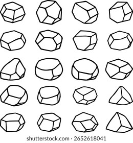 Simple Rocks and Pebbles Outlines EPS Bundle – EPS Nature Elements for Crafts, Zen Decor, and Landscaping Illustration Projects