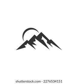 simple rocky mountain with sun or moon 