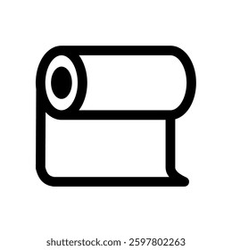 Simple roll of tissue paper icon, black outline on white background. Minimalist design for hygiene, paper products, or bathroom essentials. Vector illustration.