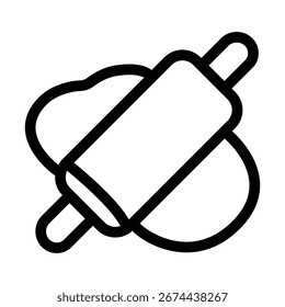 simple rolling pin icon vector, kitchen set icon