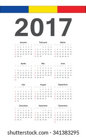 Simple Romanian 2017 year vector calendar. Week starts from Sunday.