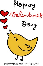 Simple romantic bird card design for any purposes. Romantic background. Holiday greeting card design. Happy valentine day illustration