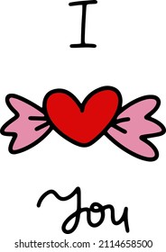 Simple romantic card design. Doodle illustration for valentines day. Spring holiday.
