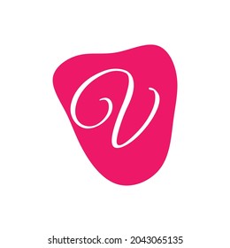 Simple romantic modern abstract lettering sign creative design symbol logo, letter v