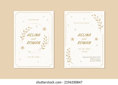 Einfache romantische Hochzeitsvorlage mit Aquarellkräutern. Vektorgrafik