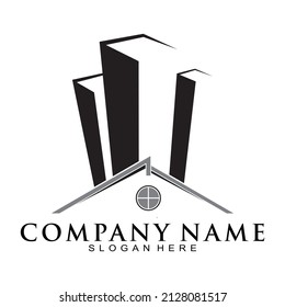 Simple roof and building vector logo