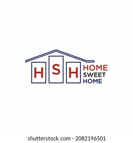 simple roof house, chart, and letter HSH font image graphic icon logo design abstract concept vector stock. Can be used related to property or trading