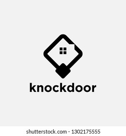 Simple rooftop home knocking door logo icon vector template on white background