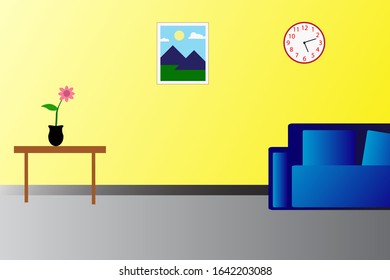 simple room background wih yellow wall ,