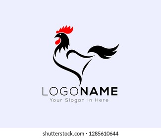 Simple Rooster, Chicken Full Body Logo Design Inspiration