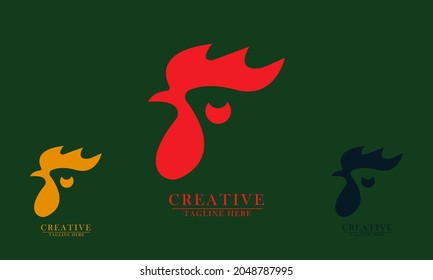 simple rooster, great for food logo icons, restaurants, packaging, t-shirts, ornaments, menus. vector concept flat abstract design.