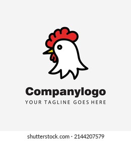 simple rooster head cartoon illustration for logo design