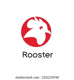 Simple rooster head vector logo design.