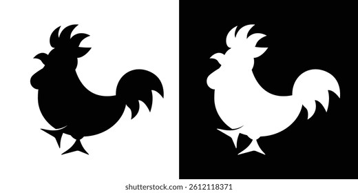 Simple rooster icon silhouette for graphic design