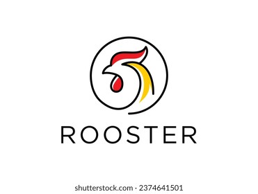 simple rooster logo design, chicken food restaurant symbol vector illustration.