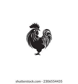 diseño de icono de logotipo simple de gallo de símbolos vectores en blanco y negro