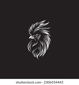 diseño de icono de logotipo simple de gallo de símbolos vectores en blanco y negro